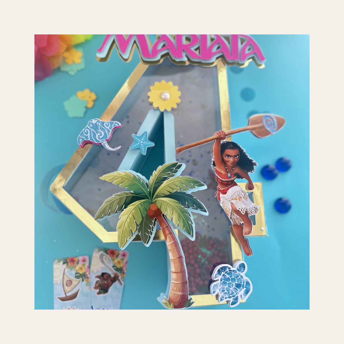 Chiffre 4 3D sur le theme Vaiana Atelier Mooka & Co